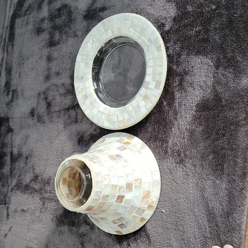 Yankee Candle Lrg Shell Mosiac Jar Plate!!!